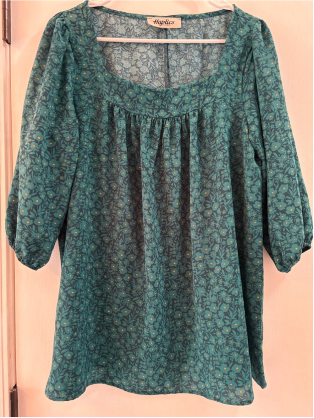 Women's Haptics Teal Floral Blouse S Oversized
